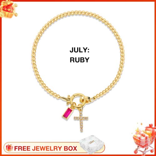 CelestiaFaith – Pulsera con cruz dorada