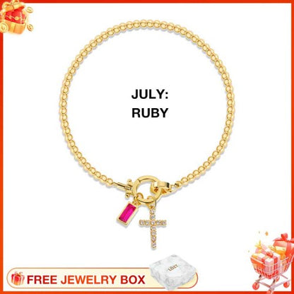 CelestiaFaith – Pulsera con cruz dorada