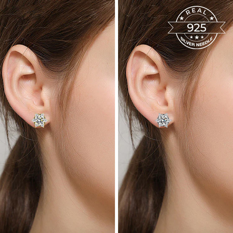SnowLuxe - Pendientes de moissanita con forma de copo de nieve