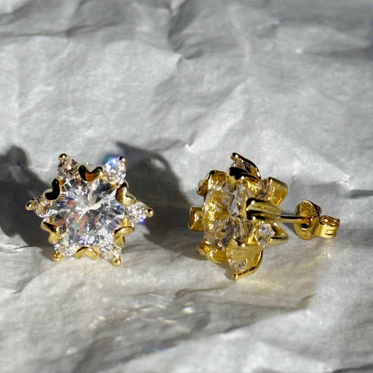 SnowLuxe - Pendientes de moissanita con forma de copo de nieve