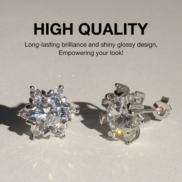 SnowLuxe - Pendientes de moissanita con forma de copo de nieve
