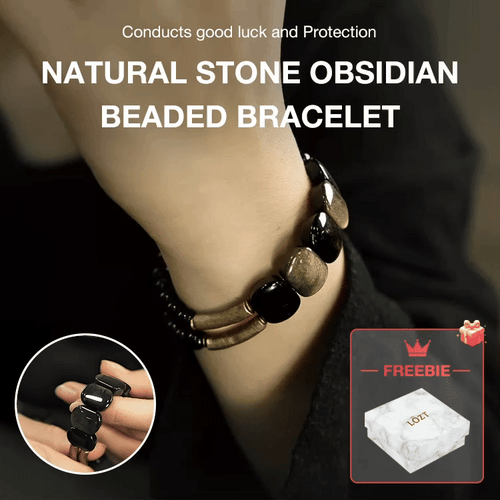 NoirHarmony – Pulsera de obsidiana negra