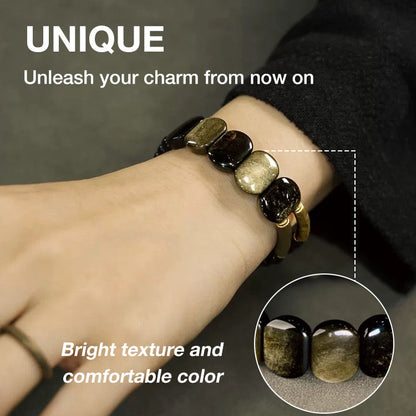 NoirHarmony – Pulsera de obsidiana negra