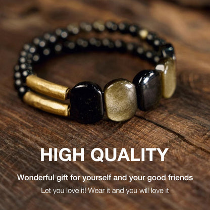 NoirHarmony – Pulsera de obsidiana negra