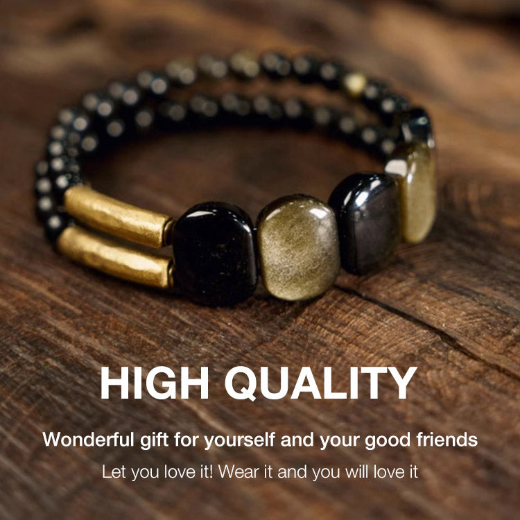 NoirHarmony – Pulsera de obsidiana negra