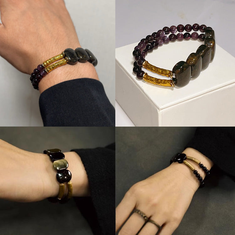 NoirHarmony – Pulsera de obsidiana negra