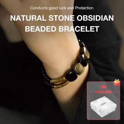 NoirHarmony – Pulsera de obsidiana negra
