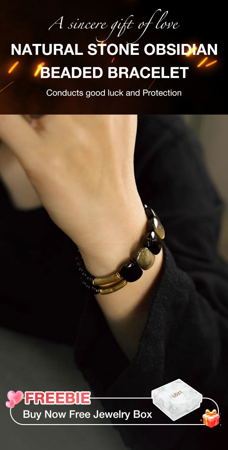NoirHarmony – Pulsera de obsidiana negra