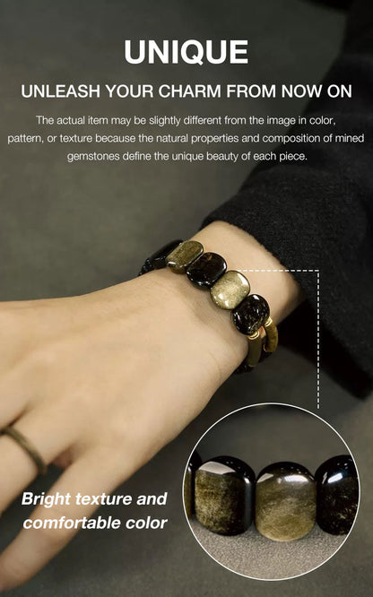 NoirHarmony – Pulsera de obsidiana negra
