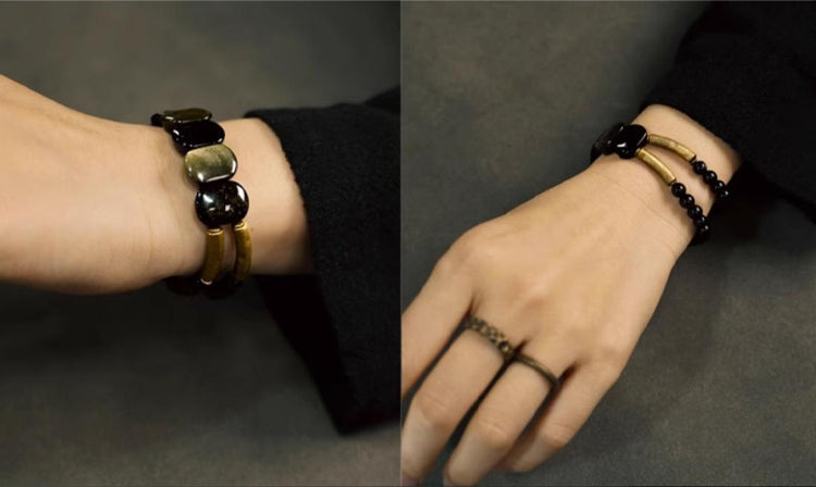 NoirHarmony – Pulsera de obsidiana negra