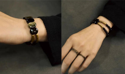 NoirHarmony – Pulsera de obsidiana negra