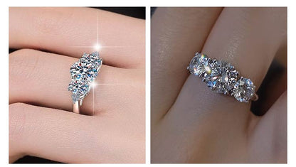 AuraTrio – Anillo de tres piedras con aspecto de diamante
