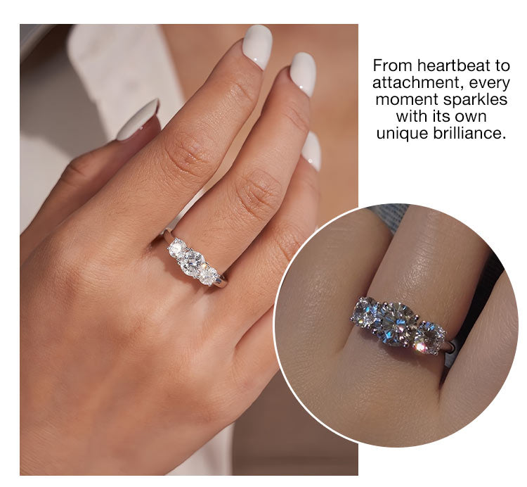 AuraTrio – Anillo de tres piedras con aspecto de diamante