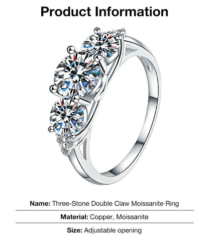 AuraTrio – Anillo de tres piedras con aspecto de diamante