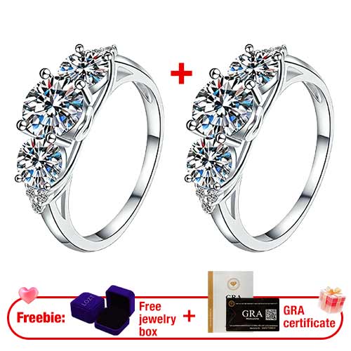 AuraTrio – Anillo de tres piedras con aspecto de diamante