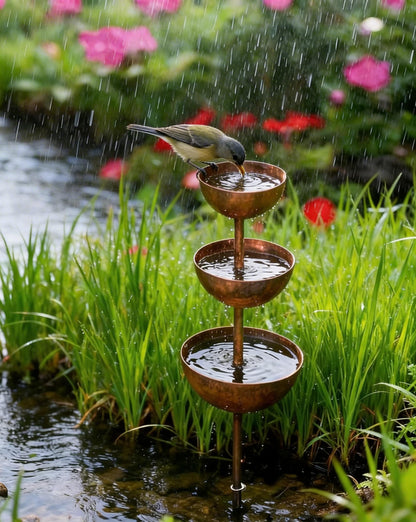 🌧️ Regenauffänger - Pflanzenstütze🐦 Metall-Gartendekoration