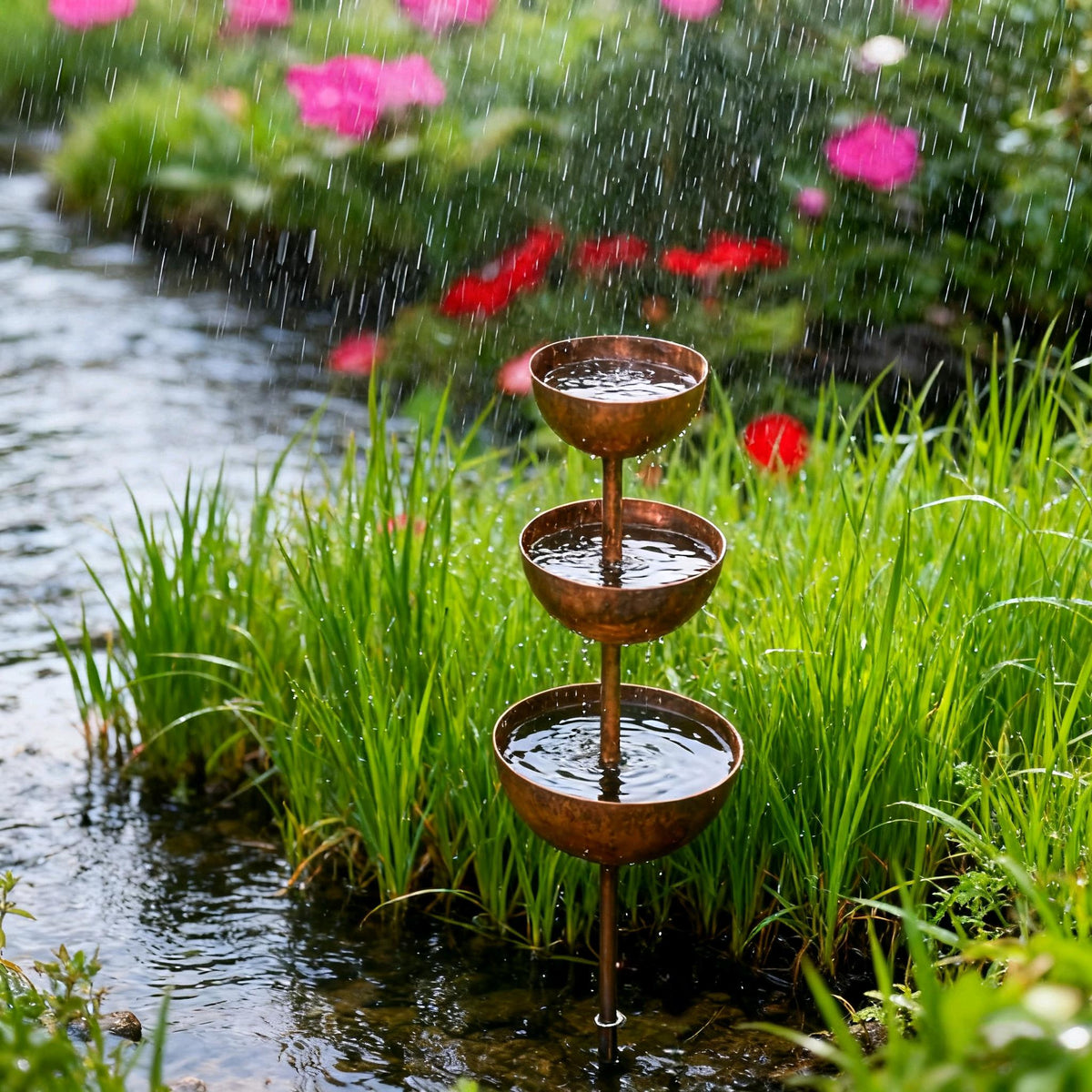 🌧️ Regenauffänger - Pflanzenstütze🐦 Metall-Gartendekoration