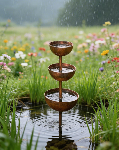 🌧️ Regenauffänger - Pflanzenstütze🐦 Metall-Gartendekoration