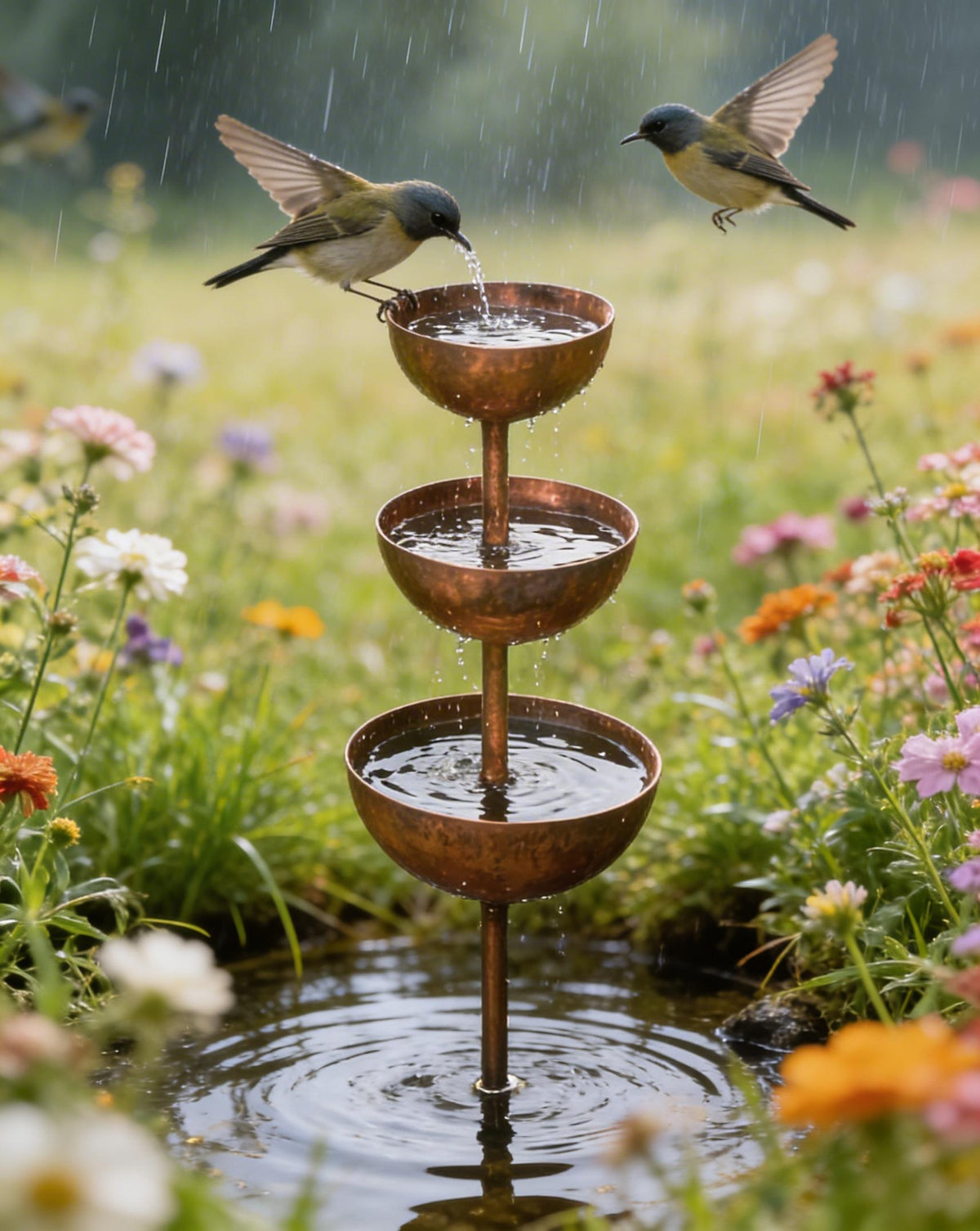 🌧️ Regenauffänger - Pflanzenstütze🐦 Metall-Gartendekoration