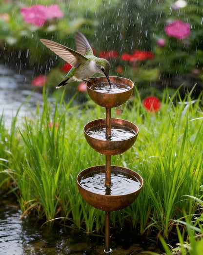 🌧️ Regenauffänger - Pflanzenstütze🐦 Metall-Gartendekoration