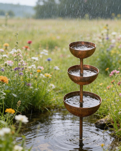 🌧️ Regenauffänger - Pflanzenstütze🐦 Metall-Gartendekoration