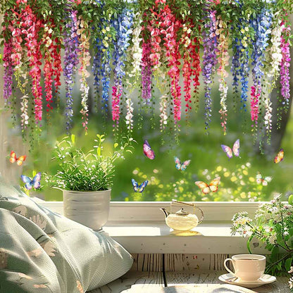 FloraGlow – Vinilo Decorativo de Flores Vibrantes para Ventana