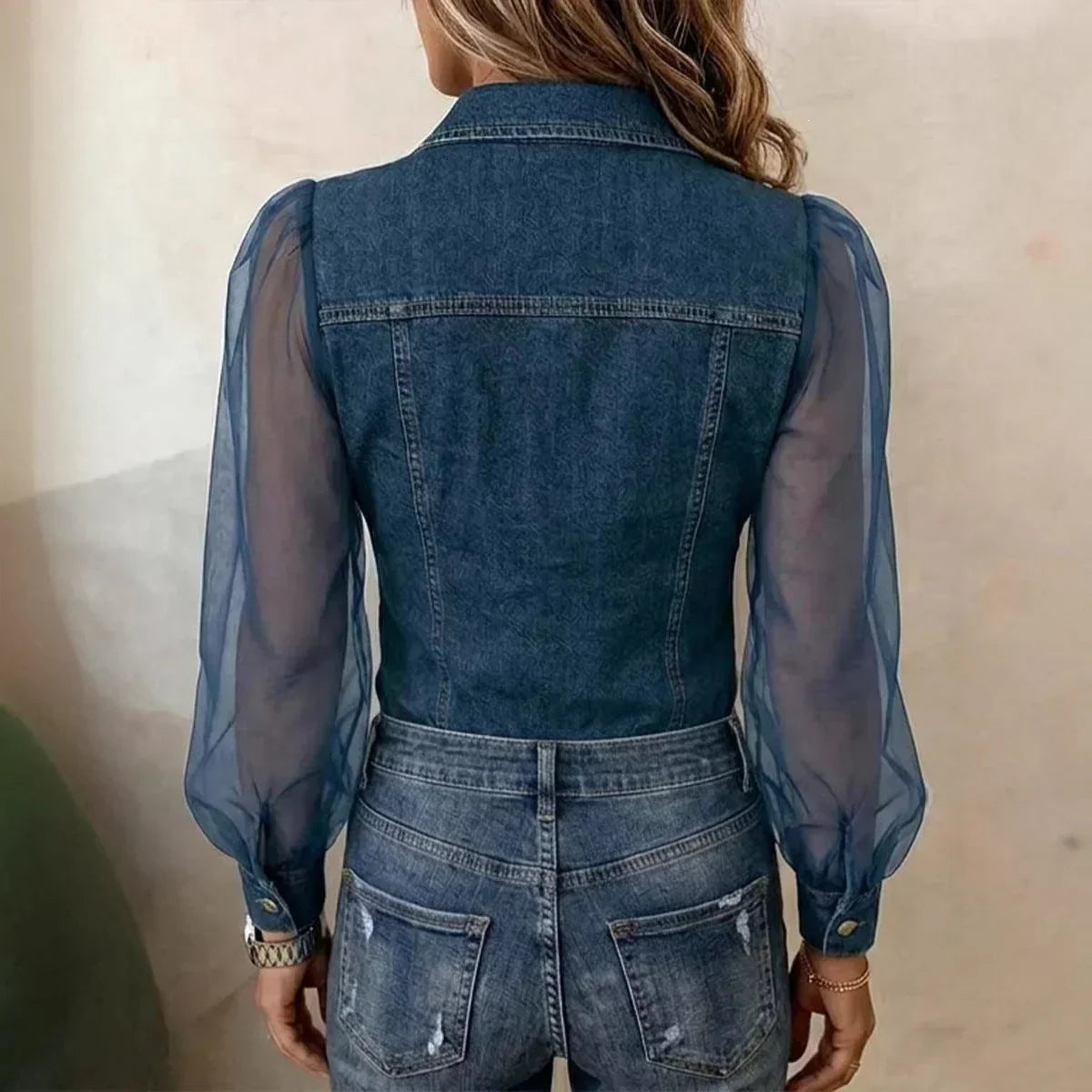 LuxeCharm – Blusa de mezclilla casual chic prémium