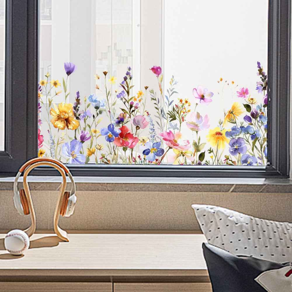 FloraGlow – Vinilo Decorativo de Flores Vibrantes para Ventana