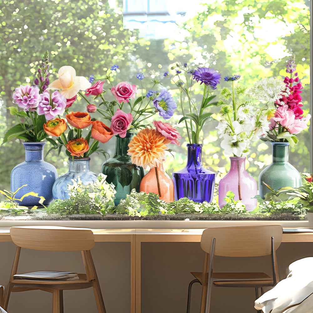 FloraGlow – Vinilo Decorativo de Flores Vibrantes para Ventana