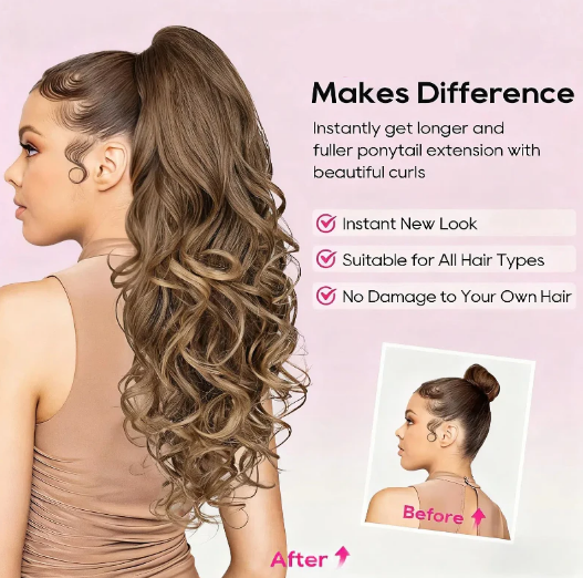 LunaLocks – Extensión de cola de caballo con ondas glamurosas