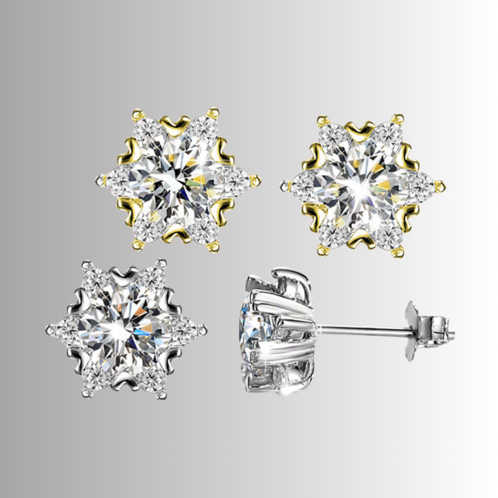SnowLuxe - Pendientes de moissanita con forma de copo de nieve