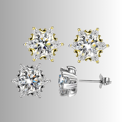 SnowLuxe - Pendientes de moissanita con forma de copo de nieve