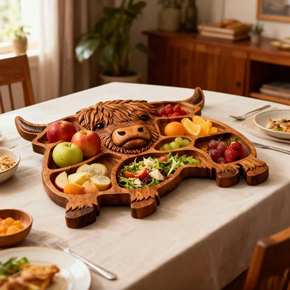 RusticGraze – Tabla de embutidos de madera de vaca de las Tierras Altas