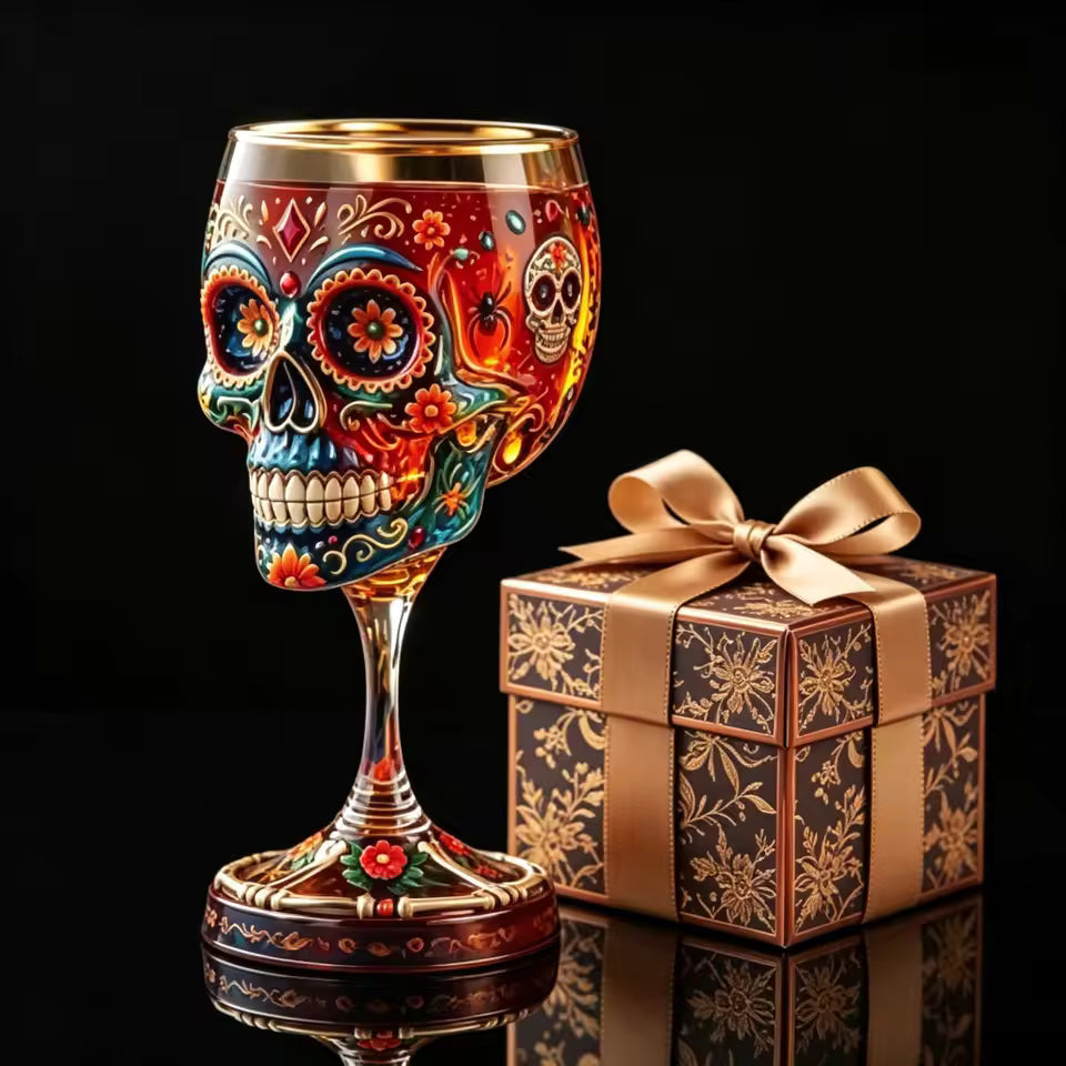 SkullElegance – Copa de cristal decorativa premium