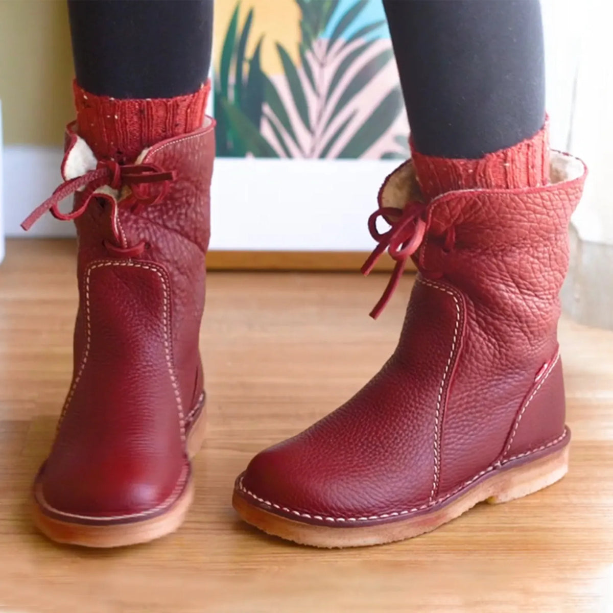 WATERPROOF LEATHER POLAR BOOTS WITH WOOL LINING | ALEVITA