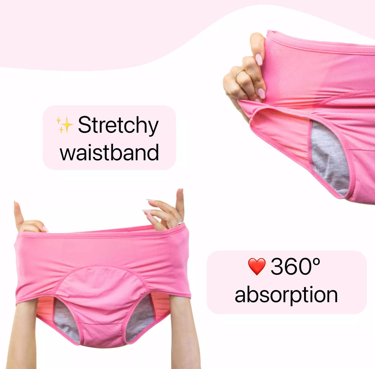 PureWear – Bragas menstruales de cintura alta a prueba de fugas