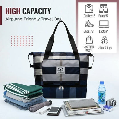 FlexCarry – Bolsa de viaje plegable con separación en seco/húmedo para gimnasio