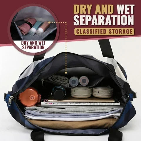 FlexCarry – Bolsa de viaje plegable con separación en seco/húmedo para gimnasio