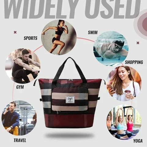 FlexCarry – Bolsa de viaje plegable con separación en seco/húmedo para gimnasio