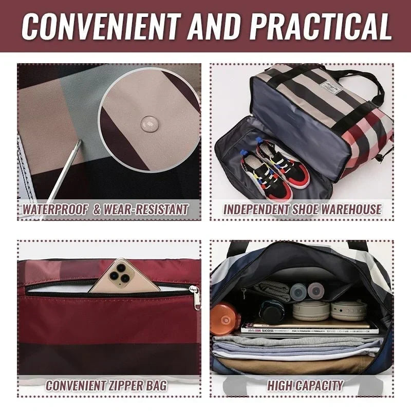 FlexCarry – Bolsa de viaje plegable con separación en seco/húmedo para gimnasio