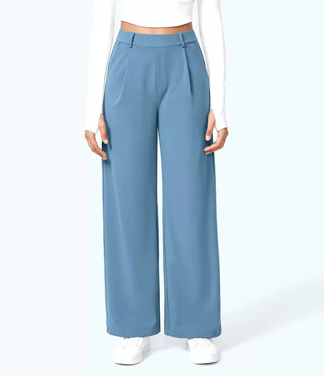 EleganceFit – Pantalones casuales rectos de talle alto