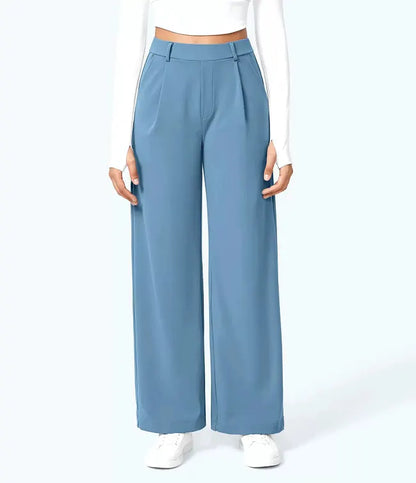 EleganceFit – Pantalones casuales rectos de talle alto