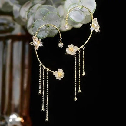 ButterGlow – Pendientes de flecos de mariposa de circonita cúbica