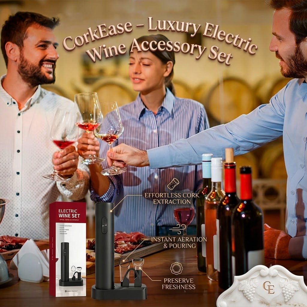 CorkEase – Set de Accesorios Eléctricos de Lujo para Vino