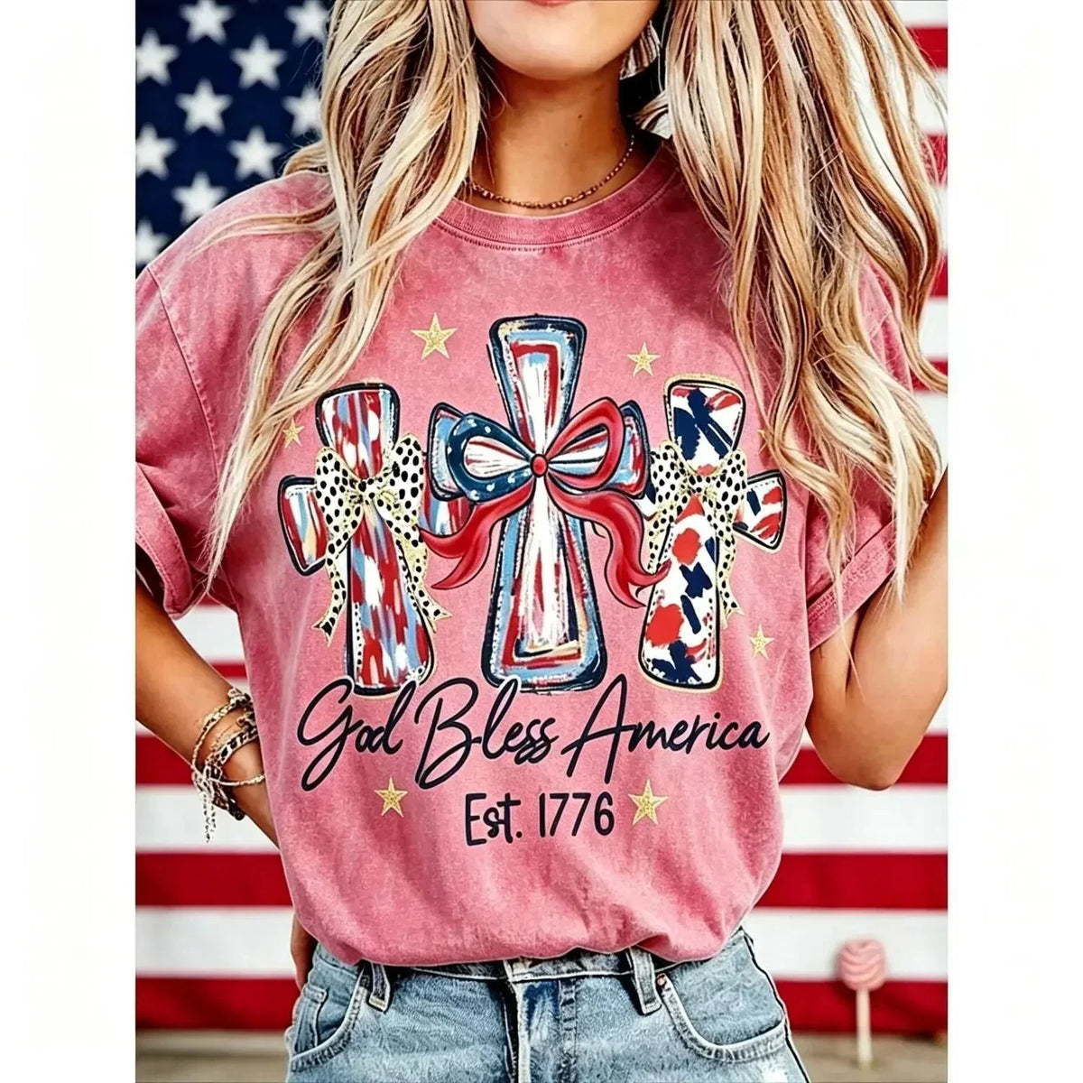 GodBless – Camiseta vintage de mujer del 250.º aniversario