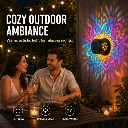 MandalaGlow - Lámpara de Proyección Solar de Mandala para Valla Exterior