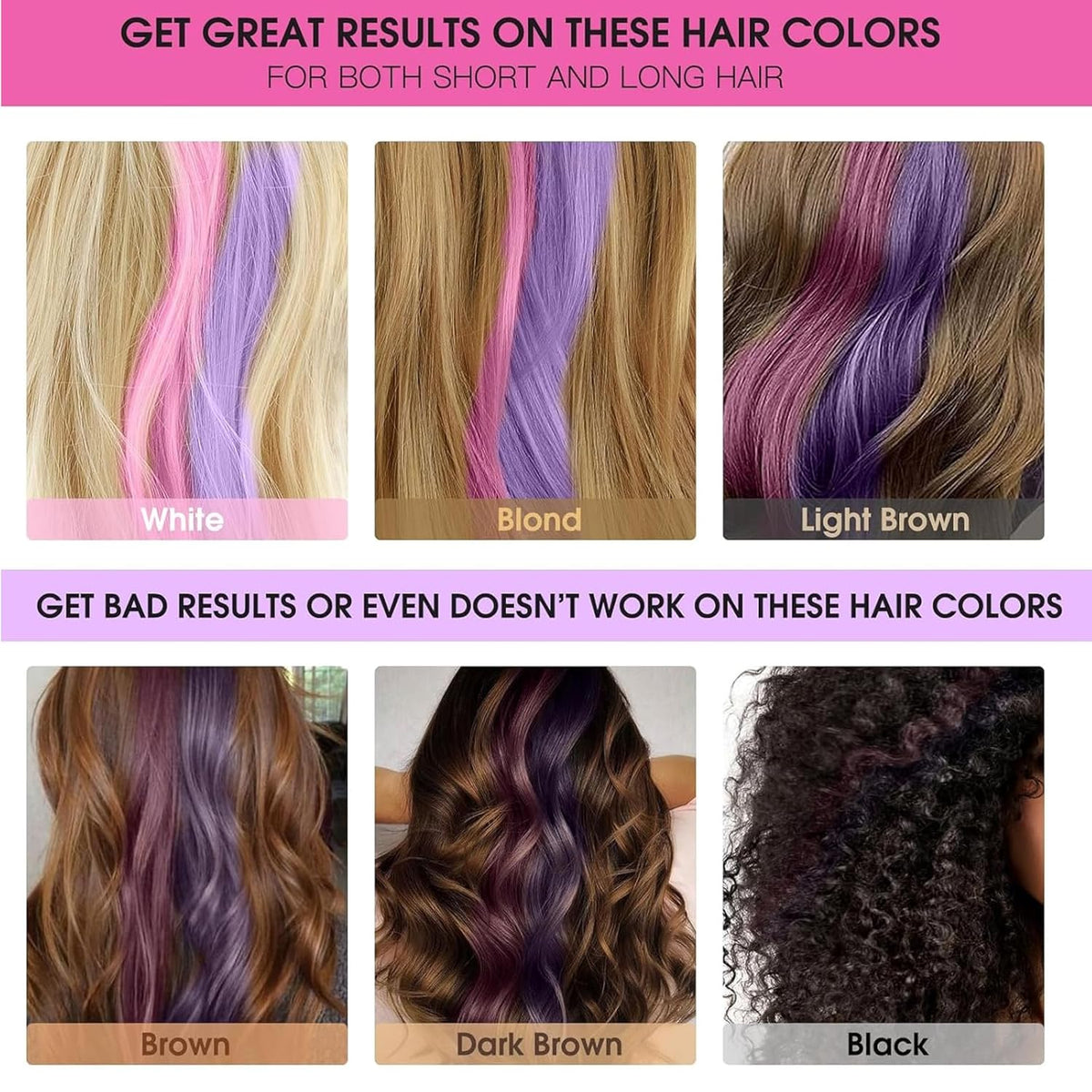 VibeColor – Peine de tiza para el cabello – Kit de estilo creativo
