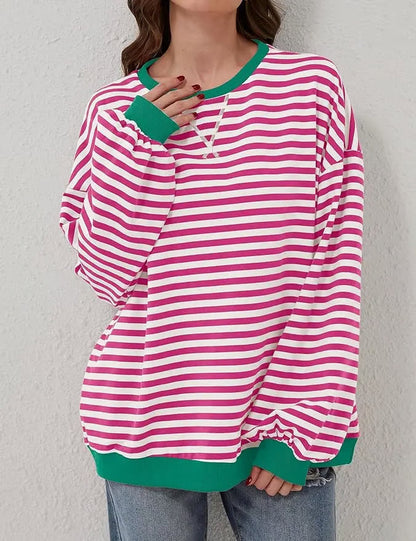 StripeAura – Sudadera de rayas color block para mujer