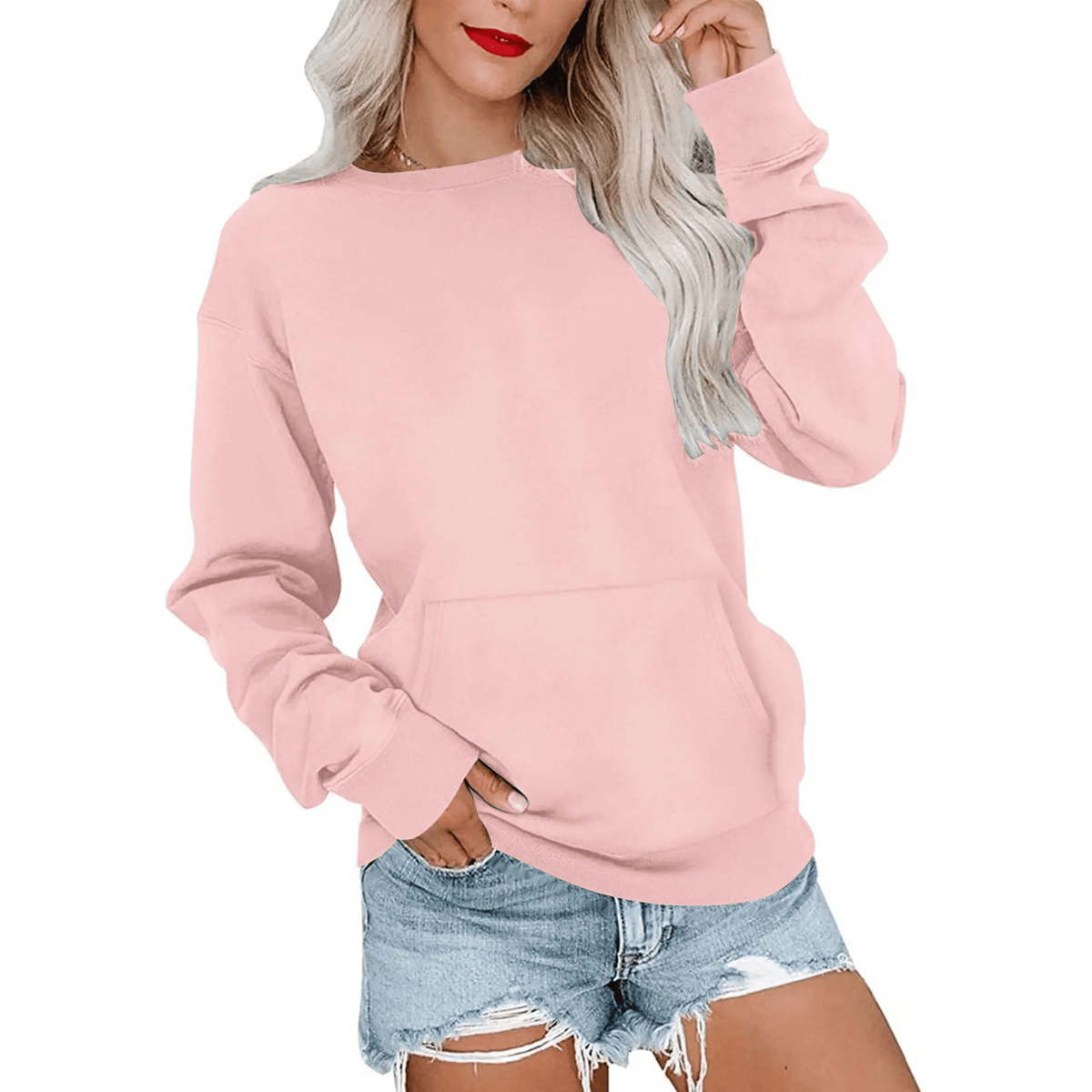 CozyCore – Sudadera sin Capucha Cuello Redondo para Mujer