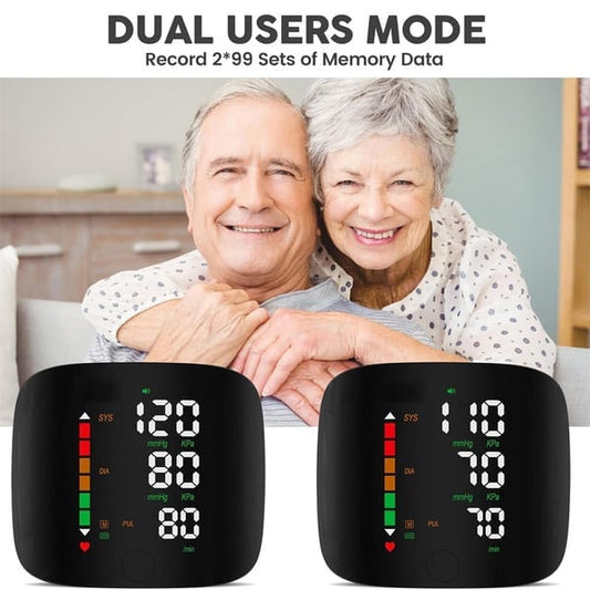 Monitor de presión arterial de muñeca – Pantalla LED, ajustable, seguimiento de salud